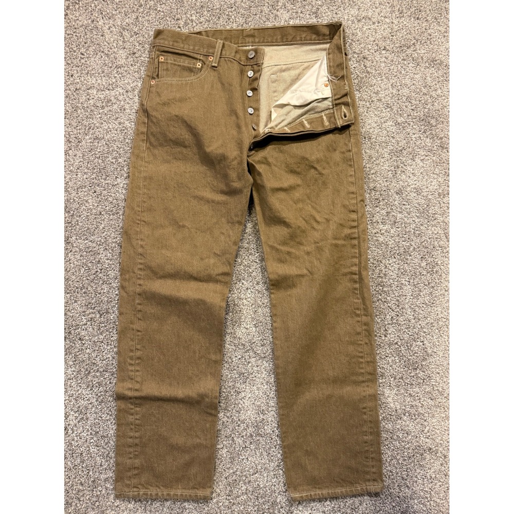 Levi's 501 Jeans in Sage with Off White Contrast Stitching